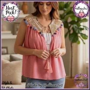 Velzera Colorful Boho Open Front Tie Vest Top W Tapestry Yoke Size S Host Pick